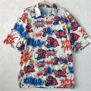 Destroyer Rocks Men's Comic KAPOW!‎ Shrimp Button Down Shirt Size XL